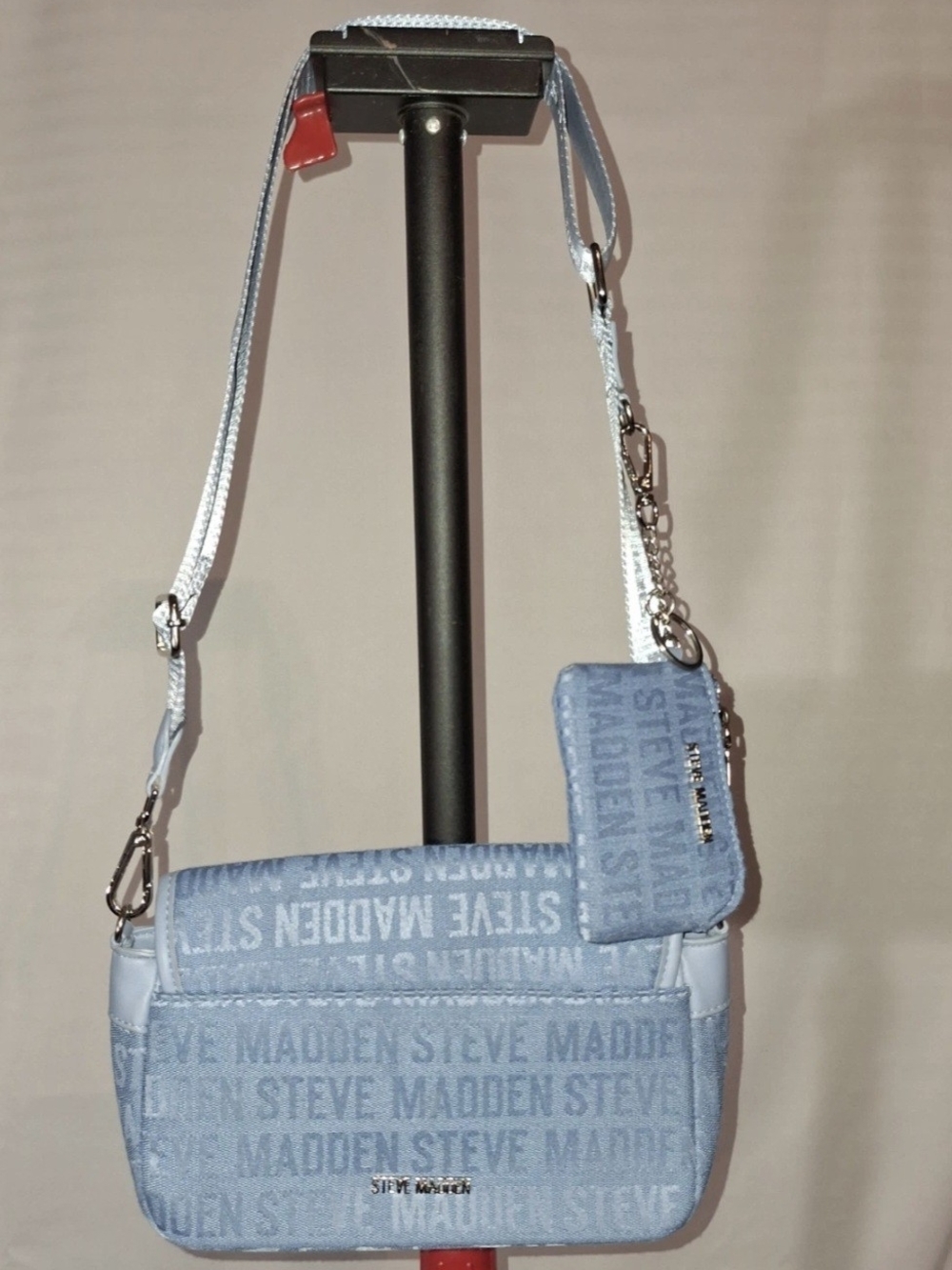 Steve Madden Powder Blue Logo Crossbody Bag with Coin Pouch